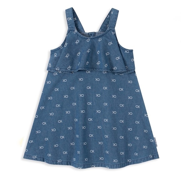 Calvin Klein Logo Print Chambray Jean dress 4T NWT - Picture 1 of 4